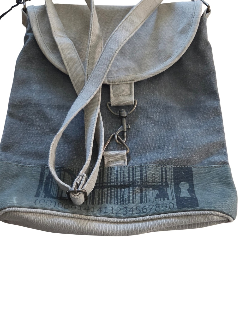 Mona B Gray Canvas Messenger Bag with Strap